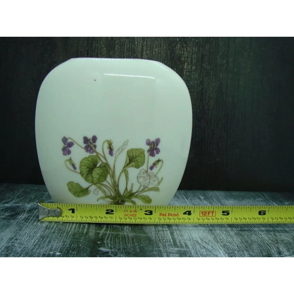 Vintage Otagiri Oval Bud Vase Handpainted Violet Purple Flowers Gold Trim Marked - Picture 9 of 11